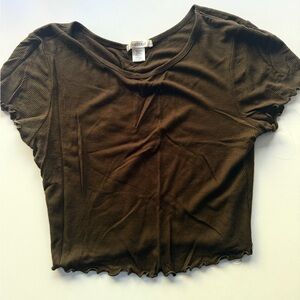 Olive Ribbed Crop Top